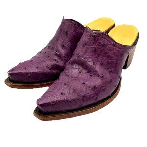 $1k  6 6.5 C Wide Back At The Ranch Ostrich Quill  Cowgirl Mules Boots Santa Fe